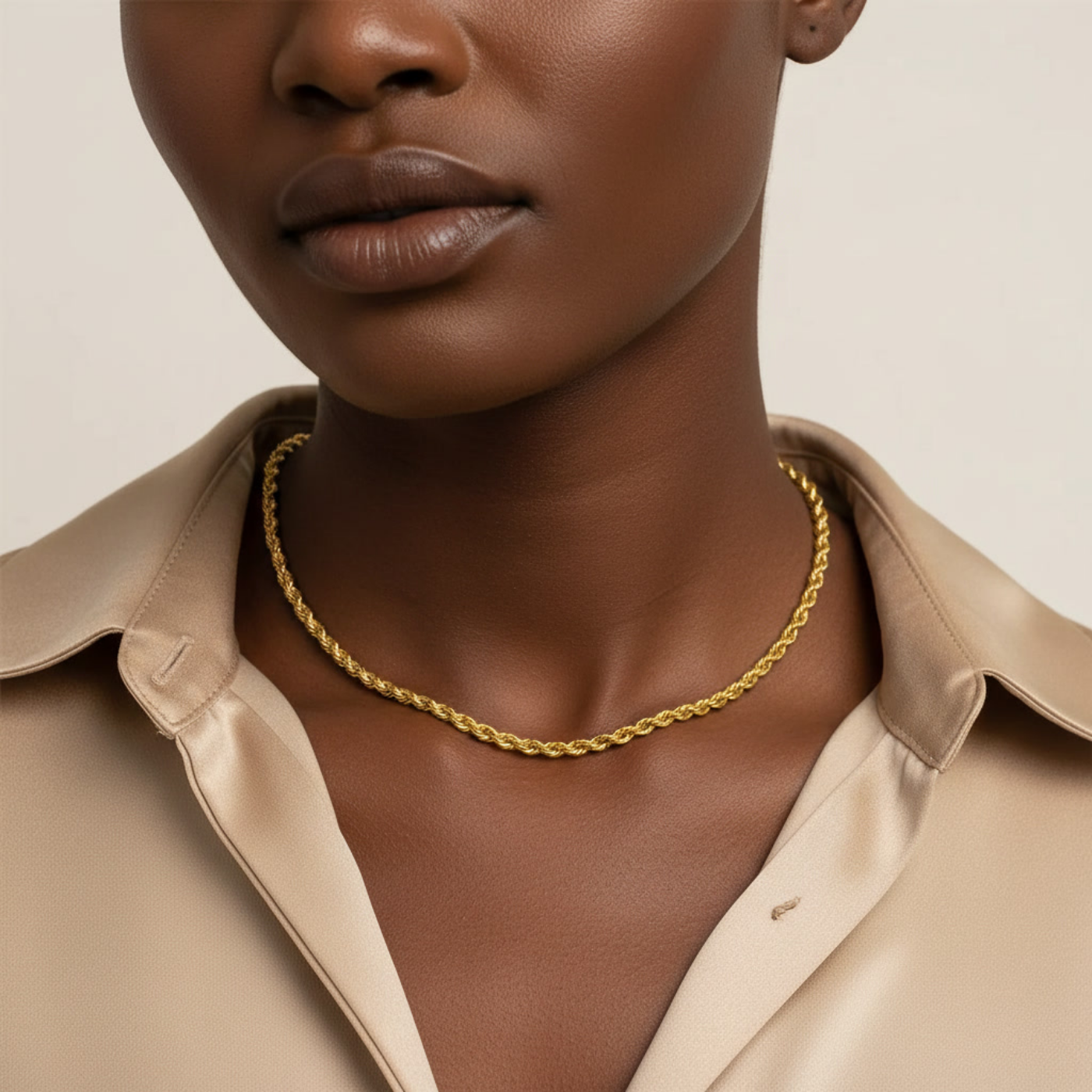 Classic Twisted Rope Chain Necklace - Waterproof Tarnish-Free Premium Steel 3mm