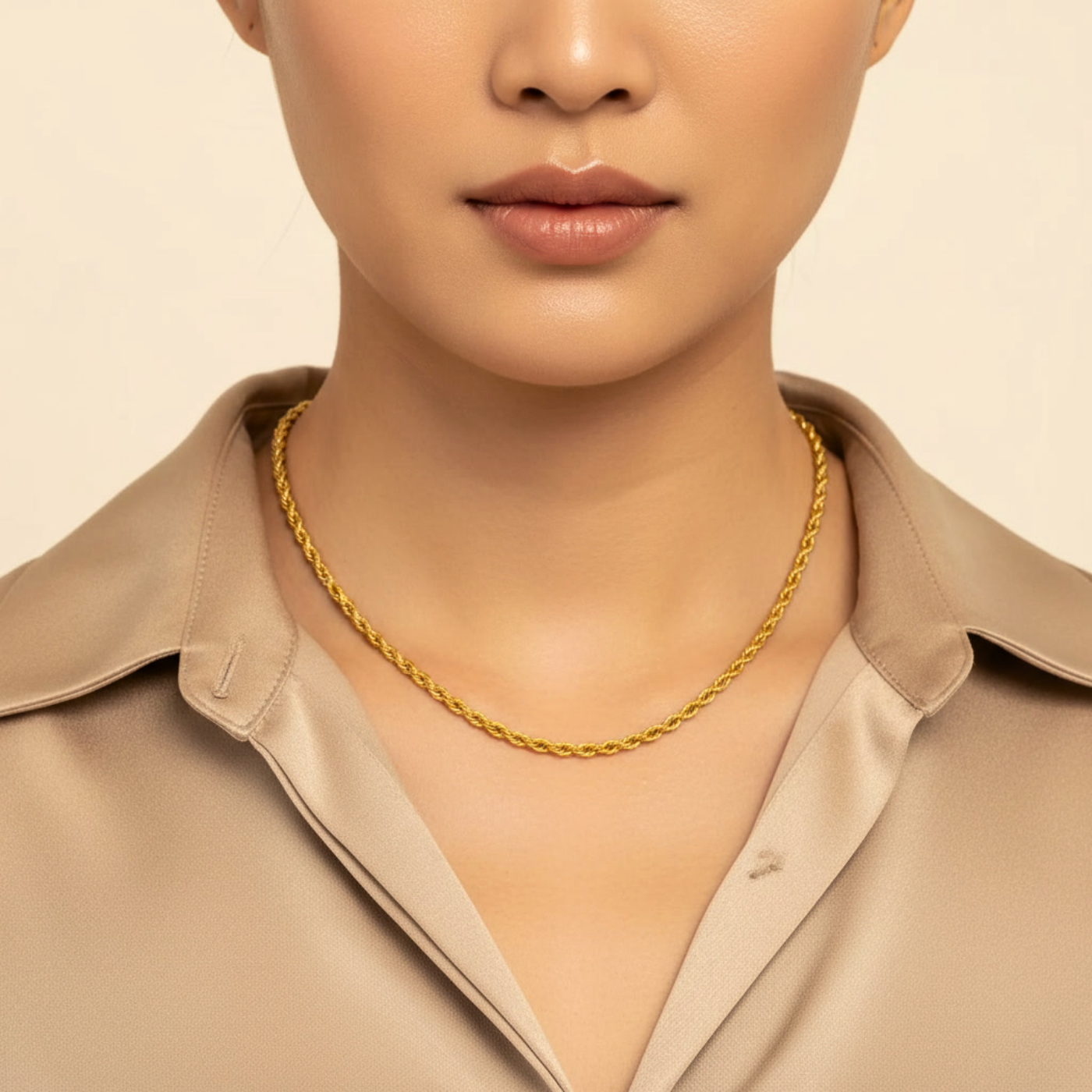 Classic Twisted Rope Chain Necklace - Waterproof Tarnish-Free Premium Steel 3mm