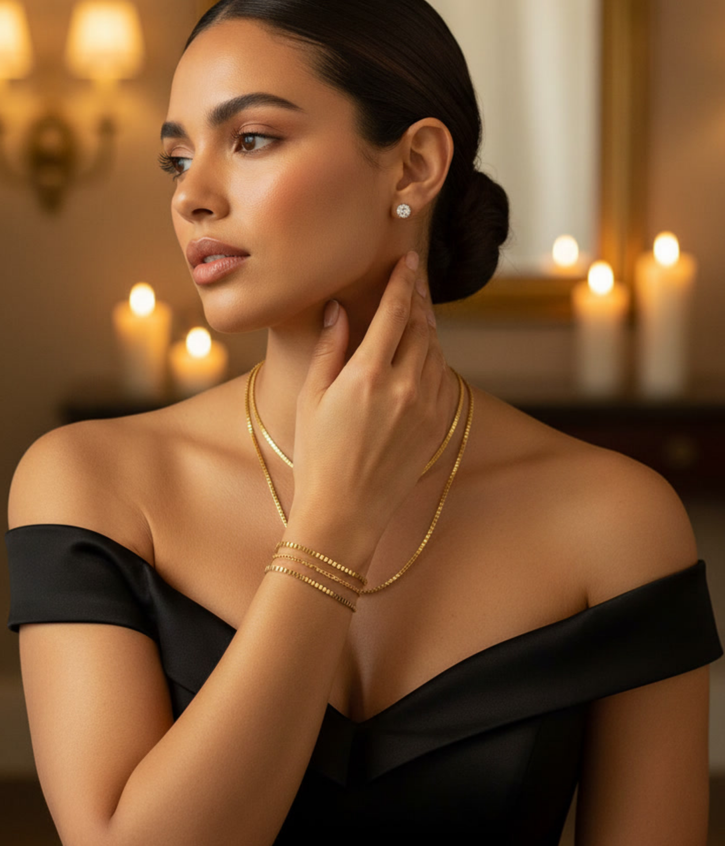 Gold Box Chain Bracelet for Women