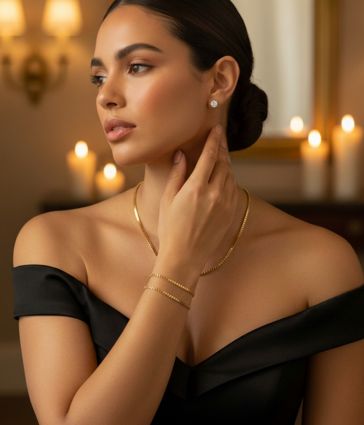 Gold Box Chain Bracelet for Women
