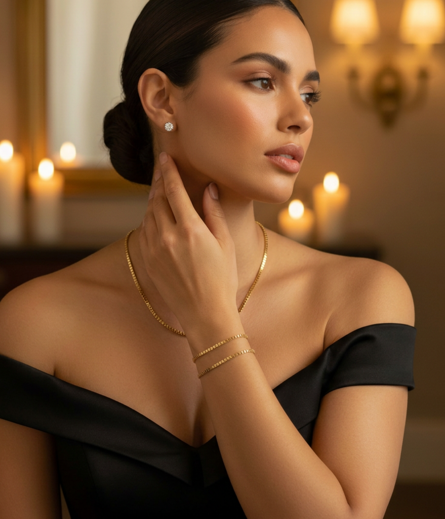 Gold Box Chain Bracelet for Women