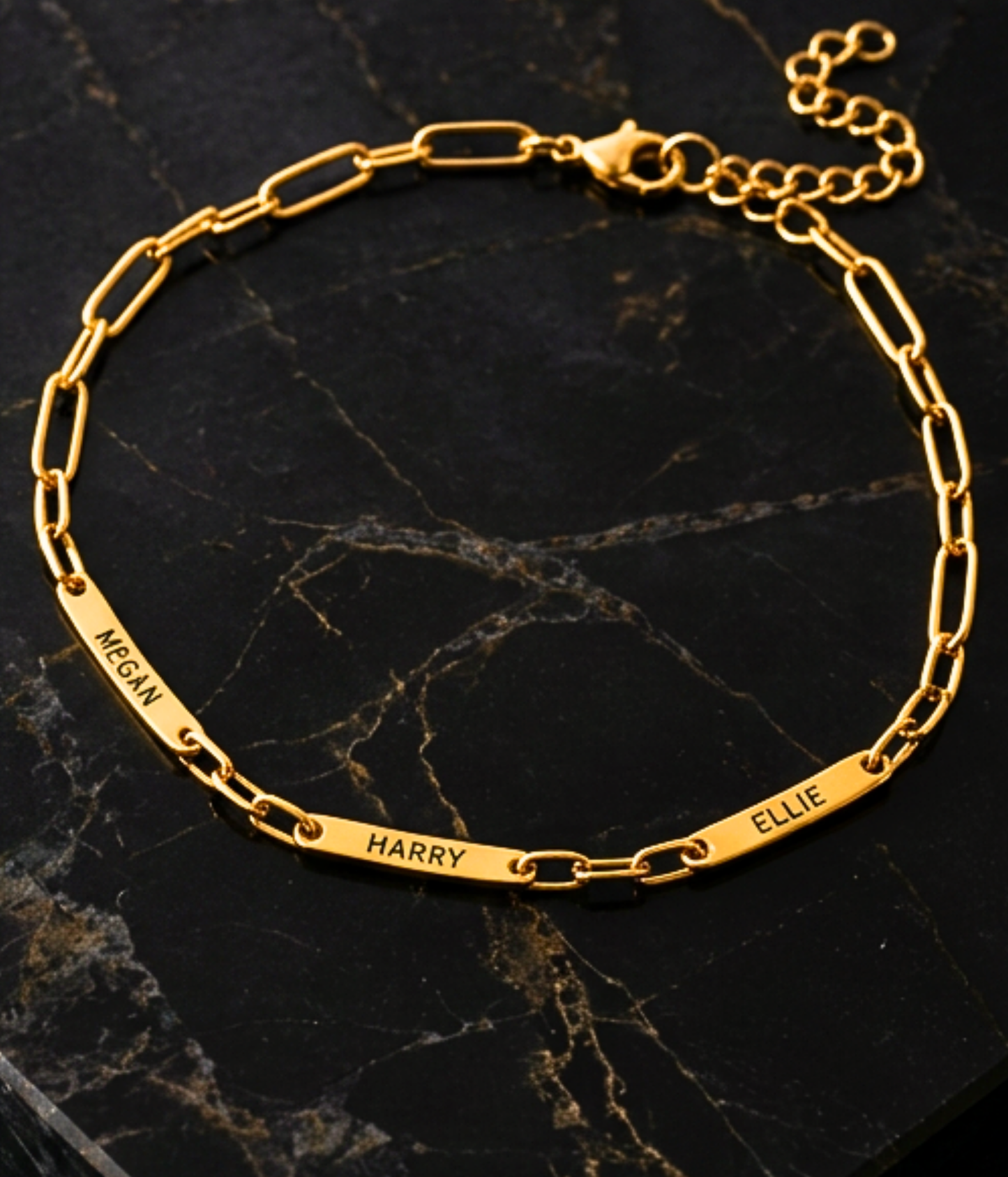 Custom Mini Name Bar Bracelet – Dainty Engraved Paperclip Chain