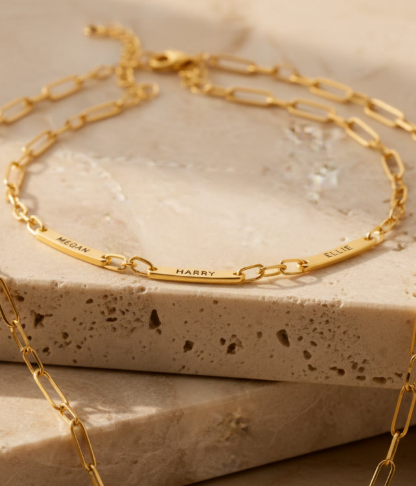 Custom Mini Name Bar Bracelet – Dainty Engraved Paperclip Chain