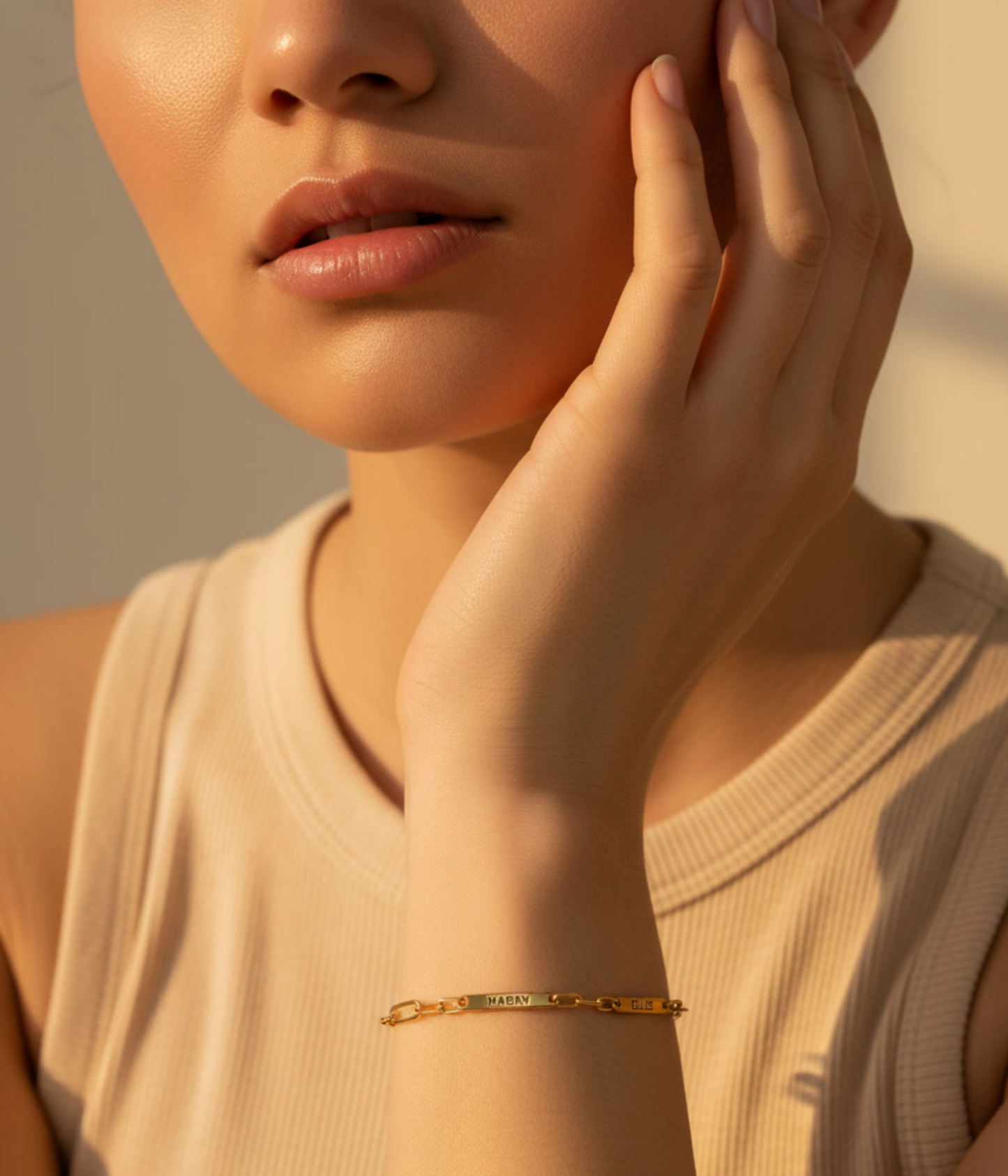 Custom Mini Name Bar Bracelet – Dainty Engraved Paperclip Chain