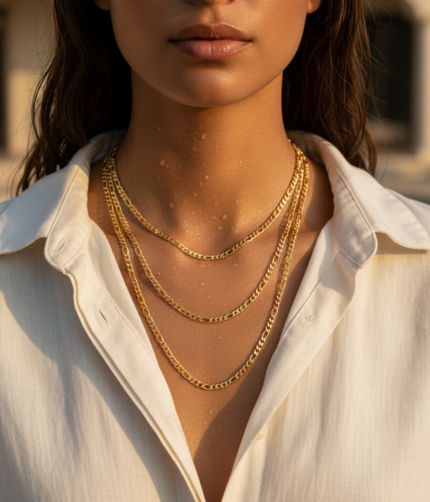 Gold Figaro Chain Necklace for Women