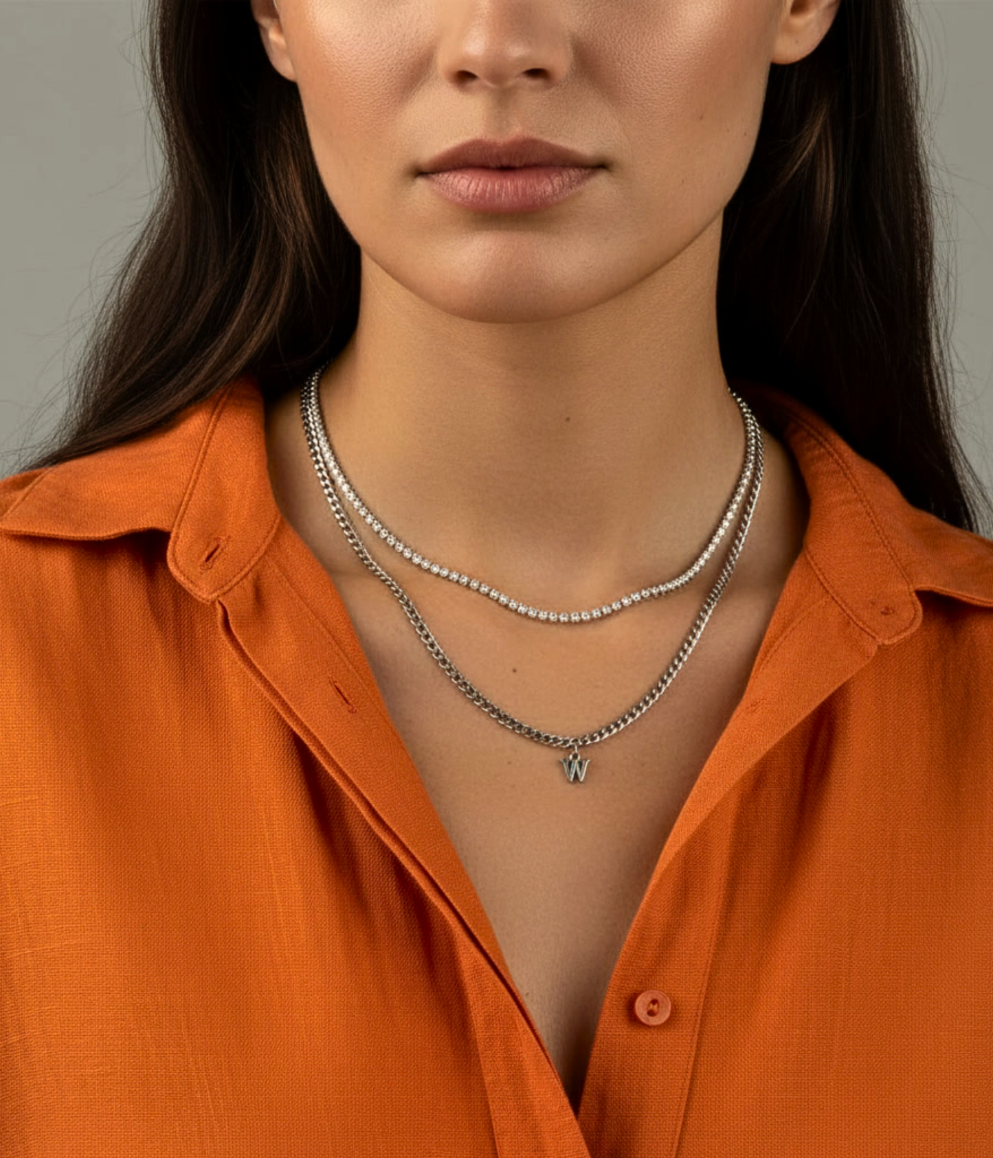 Initial Necklace – Personalised Bold Letter Pendant & Mini Curb Chain