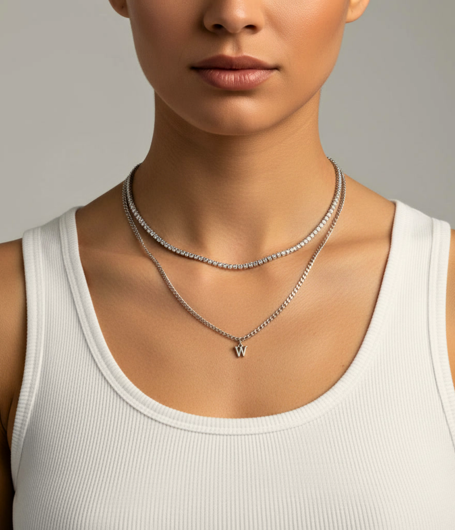 Initial Necklace – Personalised Bold Letter Pendant & Mini Curb Chain