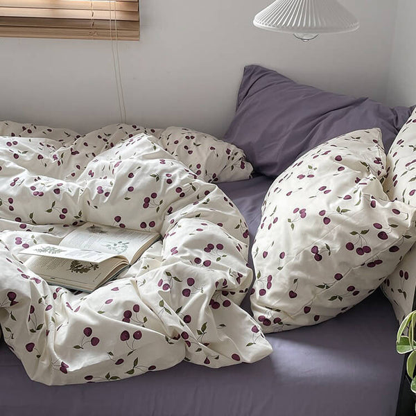 Purple Cherries Bedding Set