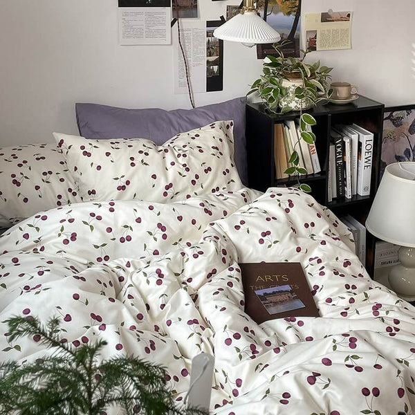 Purple Cherries Bedding Set