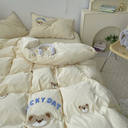 Cute Bear Embroidery Bedding Set