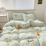 Cute Bear Embroidery Bedding Set