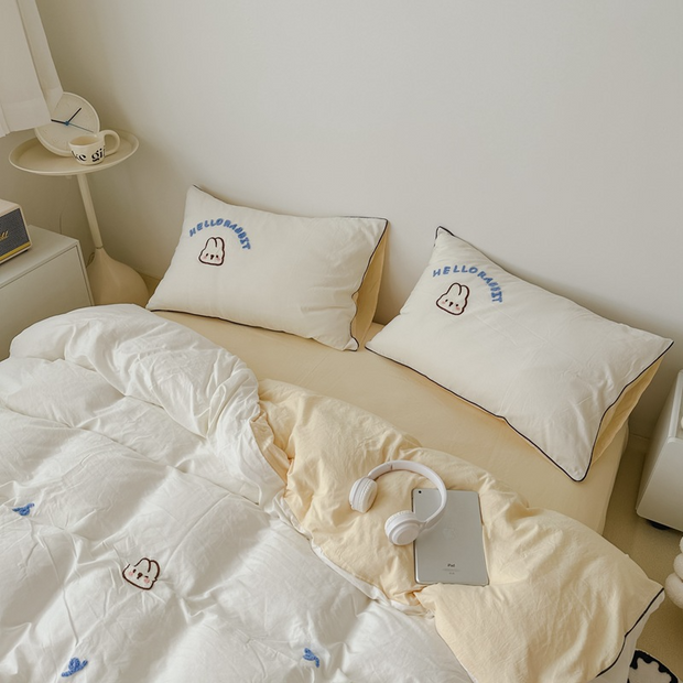 Cute Bear Embroidery Bedding Set