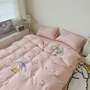 Cute Bear Embroidery Bedding Set