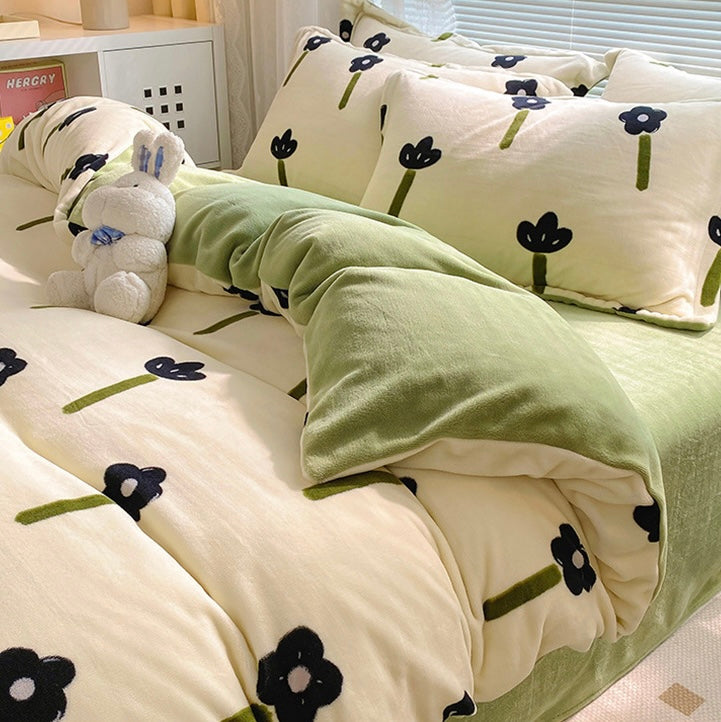 Floral Print Warm Bedding Set