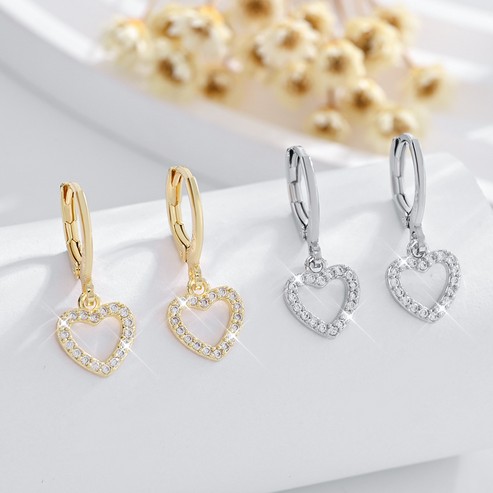 Gold Heart-Shaped Classic Earrings
