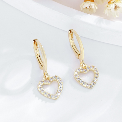 Gold Heart-Shaped Classic Earrings
