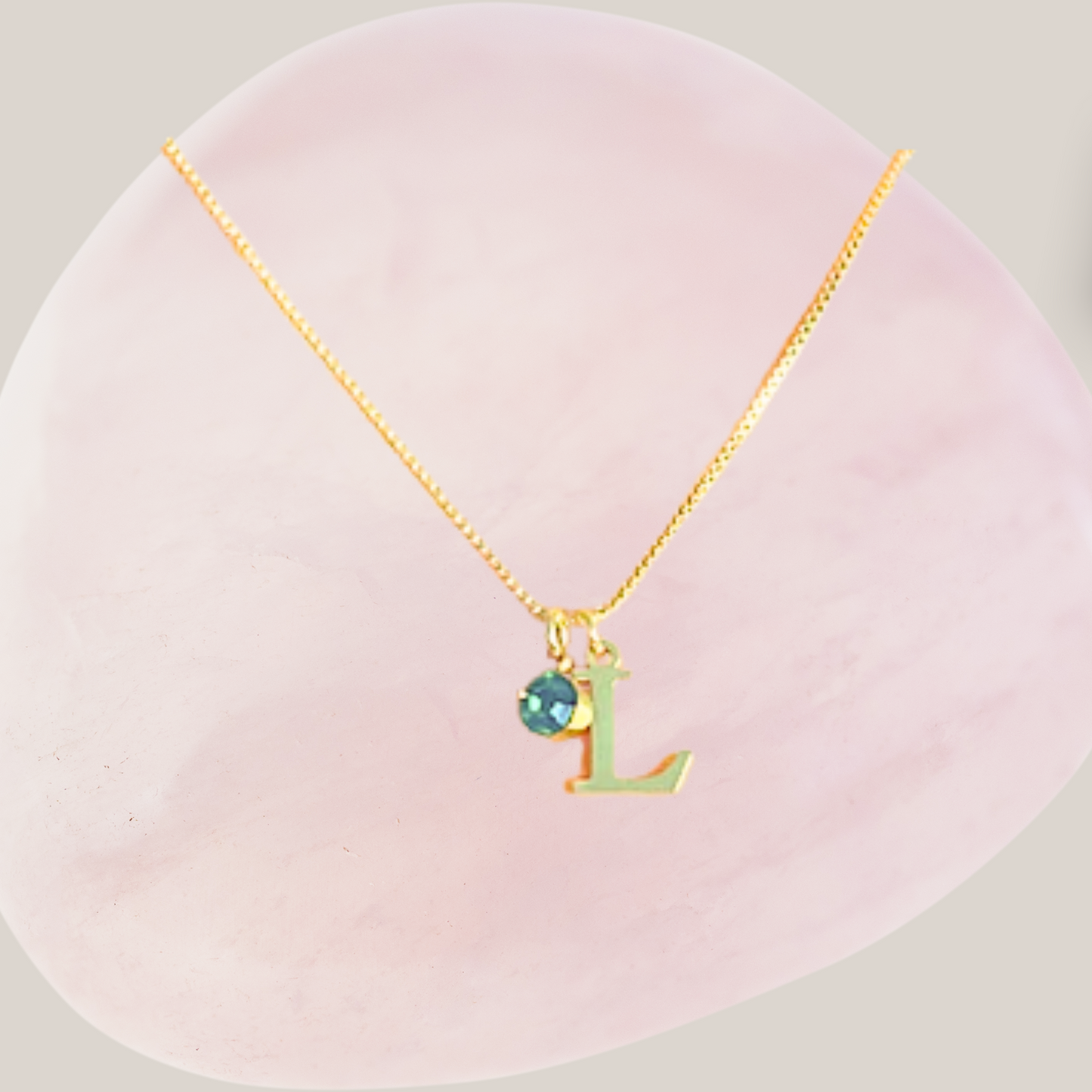Personalized Initial Letter Birthstone Necklace