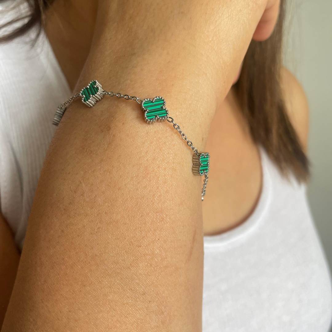 Elegant Sea Green Clover Bracelet