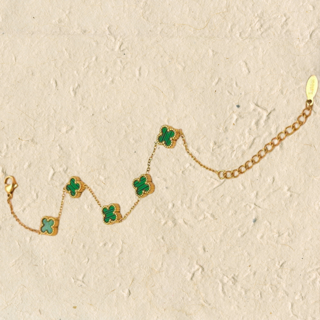 Elegant Sea Green Clover Bracelet