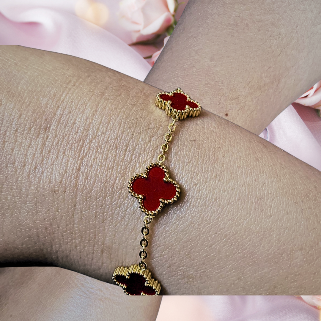Dark Red Clover Bracelet
