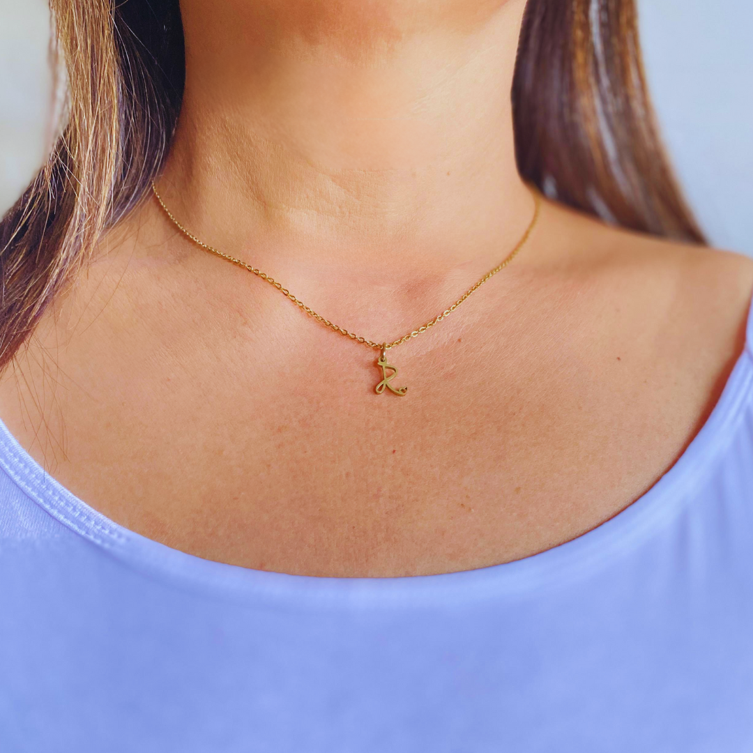 Custom Letter Necklaces with Tiny Heart