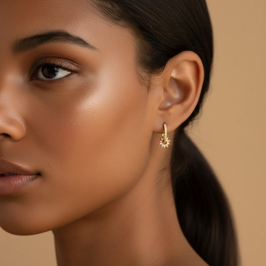 Sun Huggie Hoop Earrings in 18K Gold