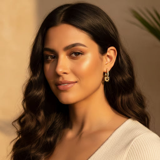 Sun Huggie Hoop Earrings in 18K Gold