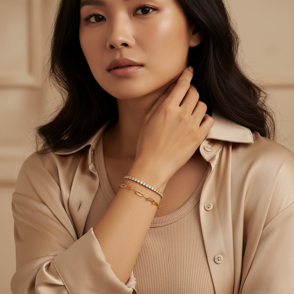 Minimalist Gold Layering Bracelet Stack