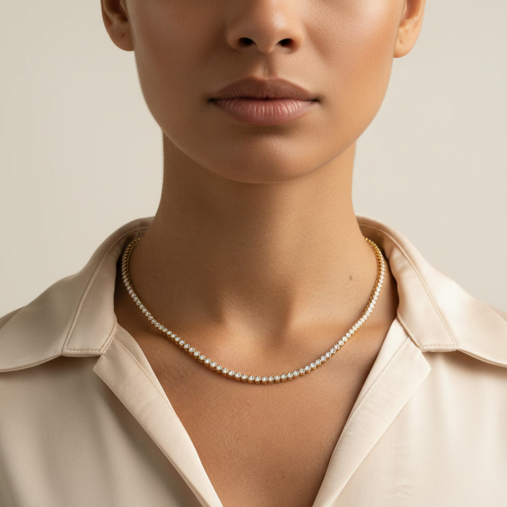 2mm Diamond Tennis Choker Necklace