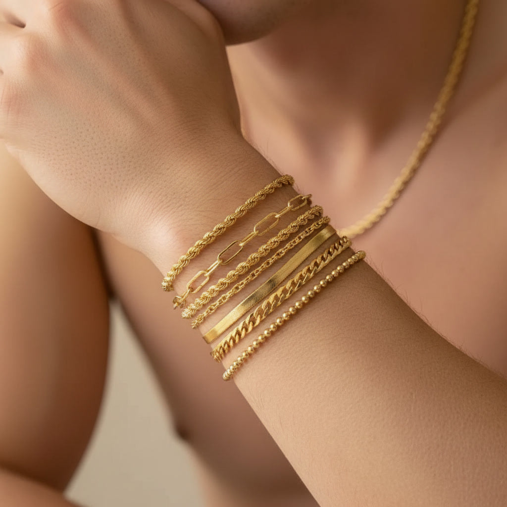 Minimalist Gold Layering Bracelet Stack
