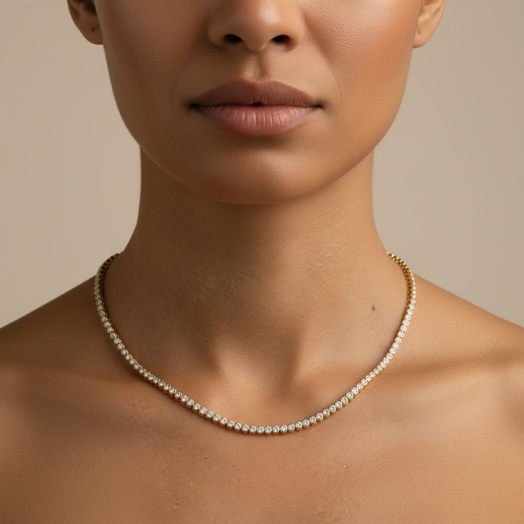 2mm Diamond Tennis Choker Necklace