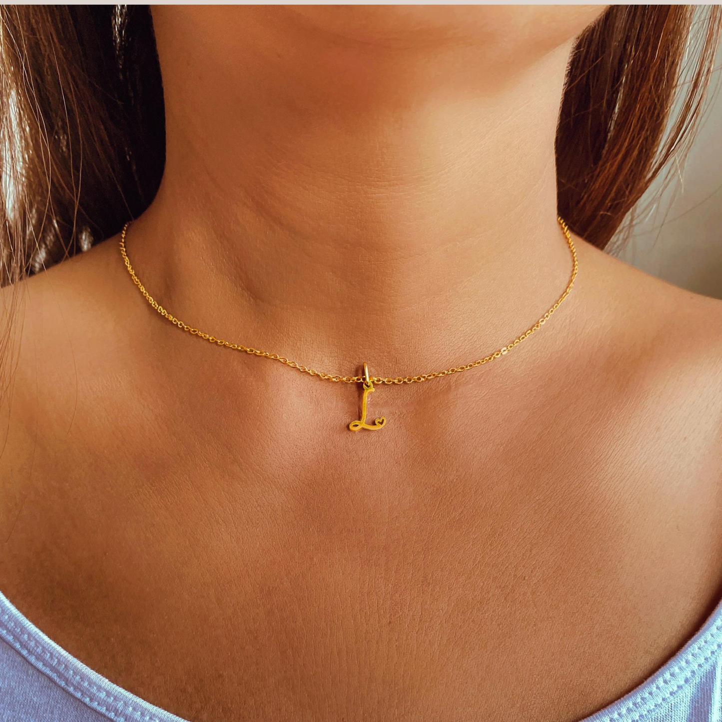 Custom Letter Necklaces with Tiny Heart