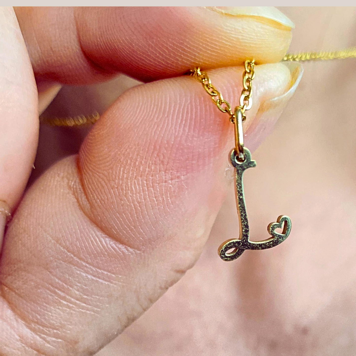 Custom Letter Necklaces with Tiny Heart