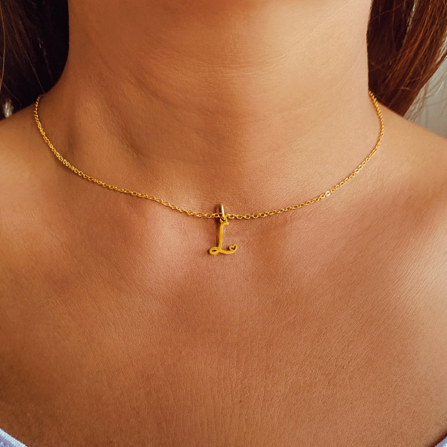 Custom Letter Necklaces with Tiny Heart