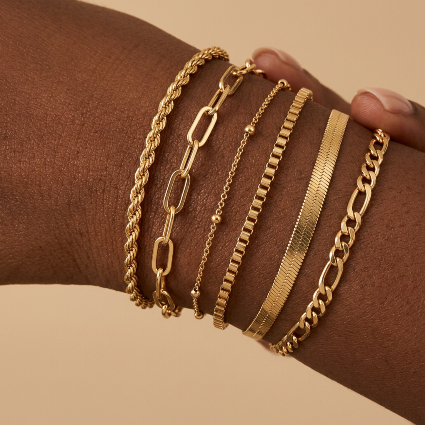 Gold Box Chain Bracelet for Women