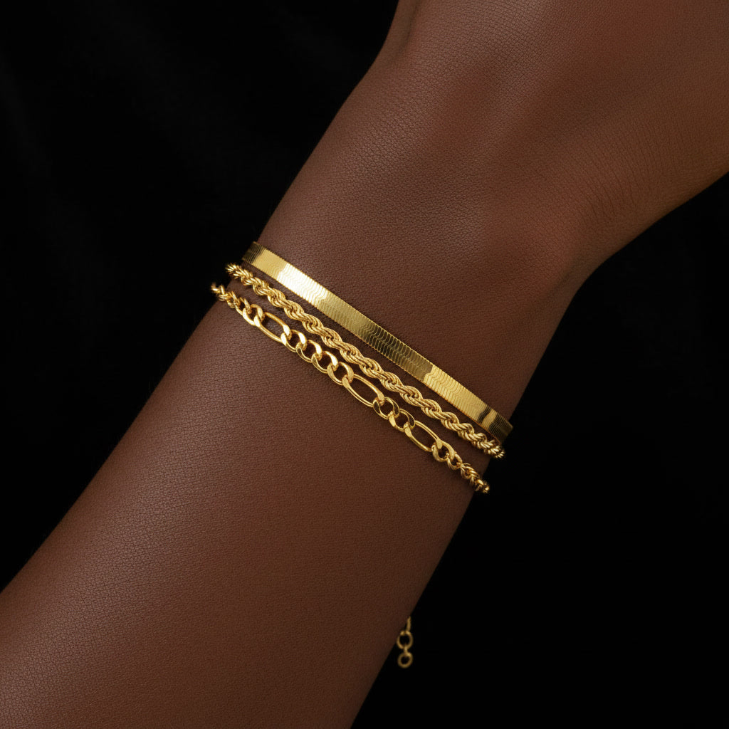 Dainty 3mm Figaro Chain Bracelet & Layering Stack