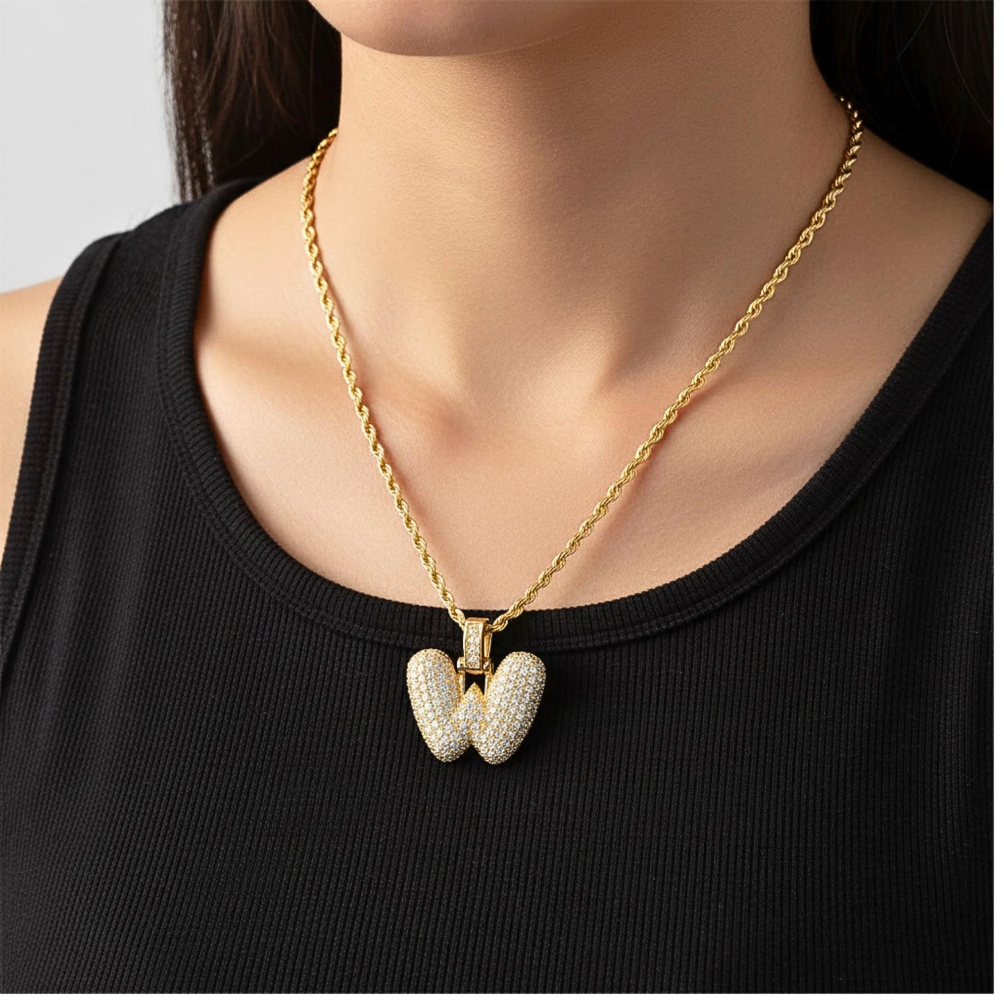 Personalized 3D Icy Bubble Letter Necklace – Tarnish Free Custom Initial Chain