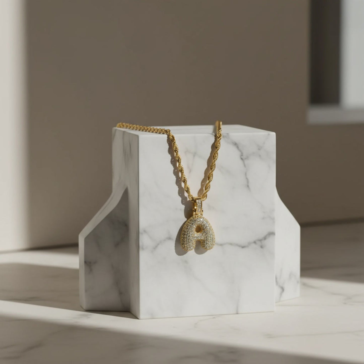 Personalized 3D Icy Bubble Letter Necklace – Tarnish Free Custom Initial Chain