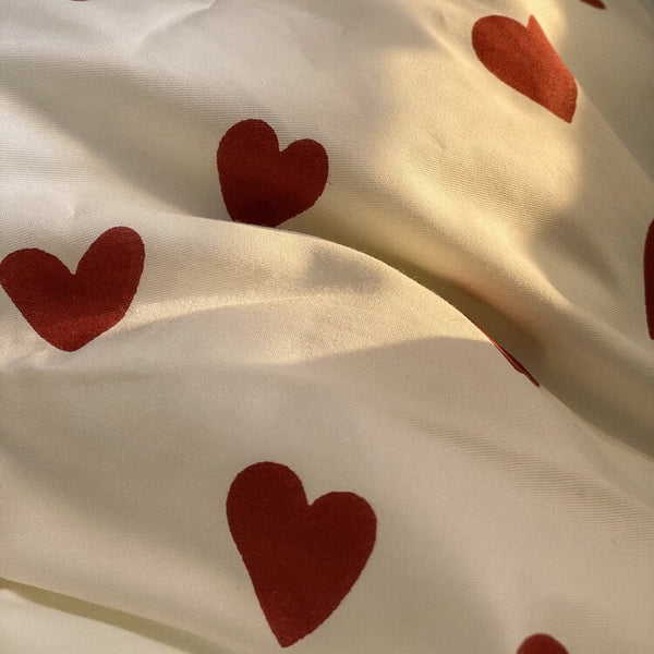 Vintage Red Hearts Bedding Set