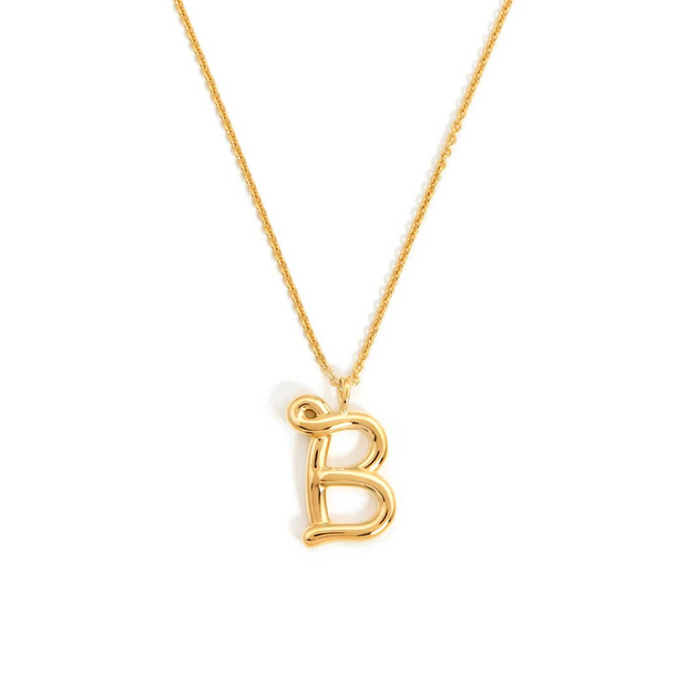 Curly Molten Initial Pendant Necklace