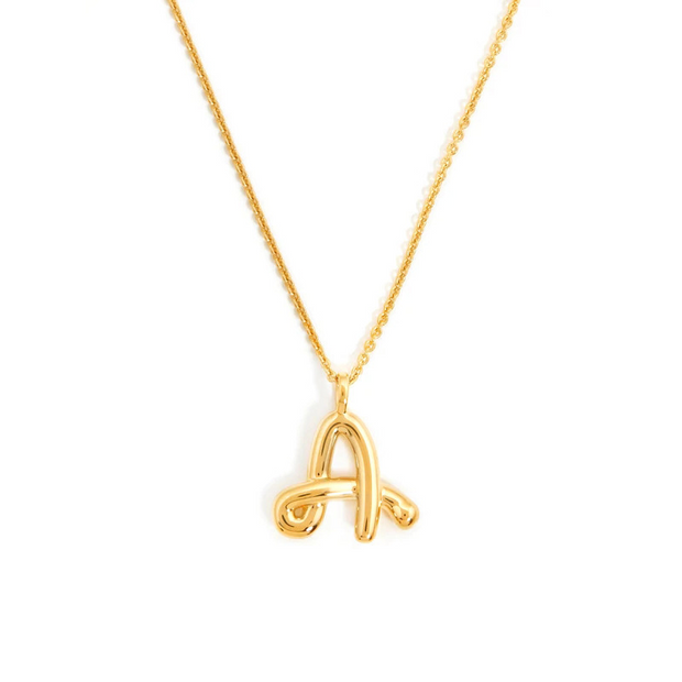 Curly Molten Initial Pendant Necklace