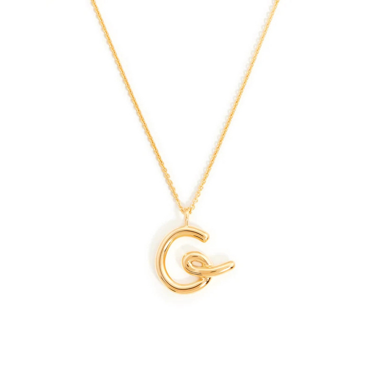 Curly Molten Initial Pendant Necklace