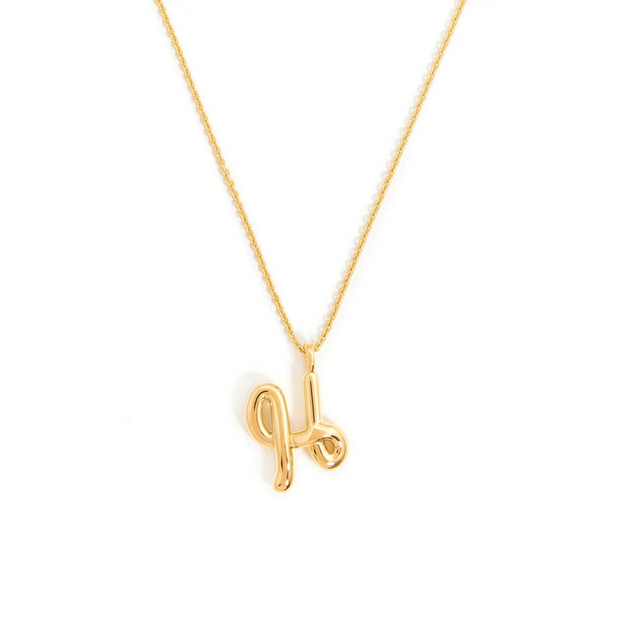 Curly Molten Initial Pendant Necklace