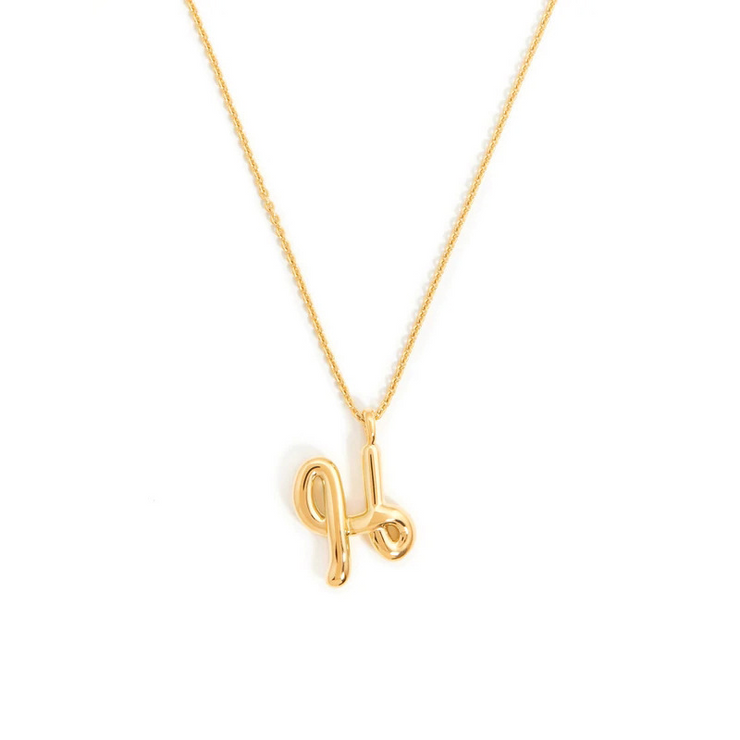 Curly Molten Initial Pendant Necklace