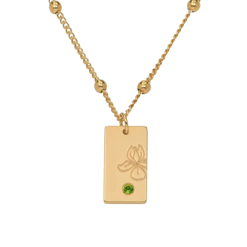 Birth Flower & Stone Necklace in 18ct Gold Plating