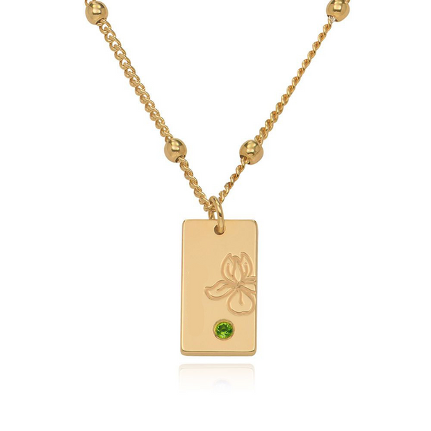 Birth Flower & Stone Necklace in 18ct Gold Plating