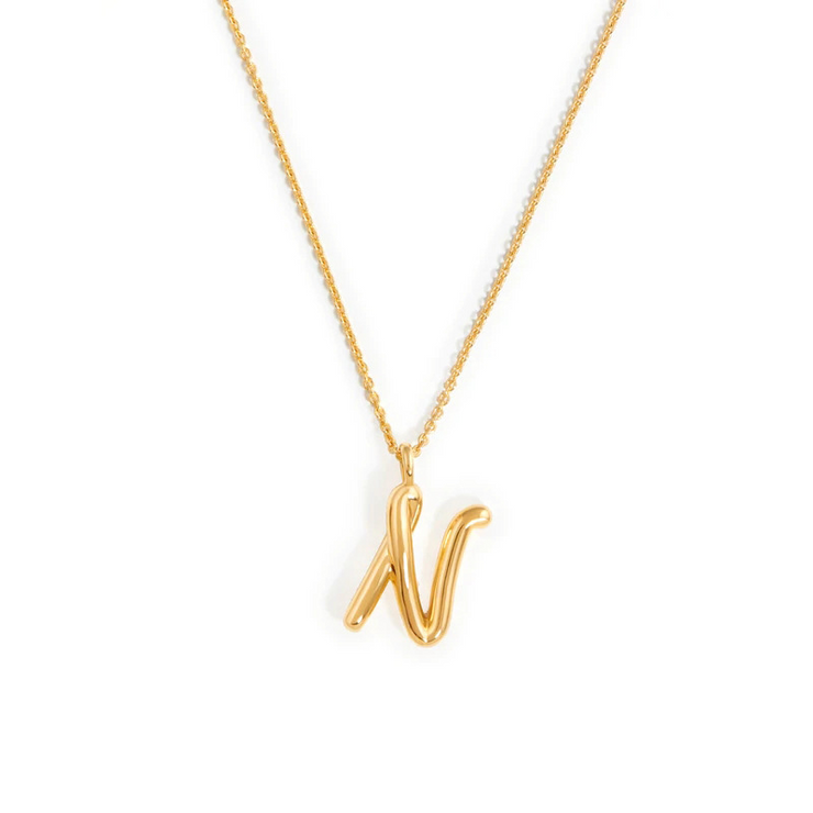 Curly Molten Initial Pendant Necklace