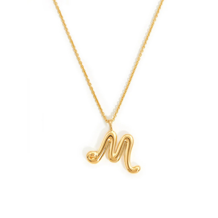 Curly Molten Initial Pendant Necklace