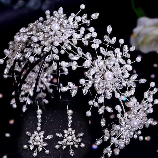 Rhinestone Tiara And Earrings