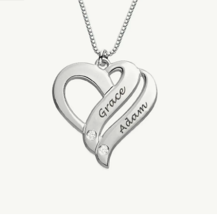 Two Hearts Forever One Name Necklace